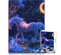 Jigsaw Puzzles for Adults 1000 Pieces Glowing Unicorn in Forest Soothing And Peaceful Downtime Firm Fit Clean Cut Play Toy Size 38x52cm