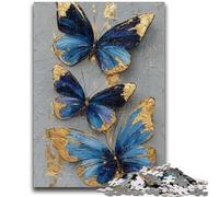 Jigsaw Puzzles for Adults 1000 Pieces Golden Blue Butterfly Puzzles,Challenging Game Gifts for Is Ideal As A Gift for The Whole Family (75x50cm)