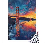 Jigsaw Puzzles for Adults 1000 Pieces Golden Gate Bridge Sunset-14 Jigsaw Puzzle Relaxing Games Difficult Hard Challenging To Complete 38x26cm/1000pcs