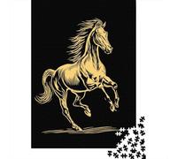 Jigsaw Puzzles for Adults 1000 Pieces Golden Horse Art Print Puzzles for Adults Relaxing Games Presents for Women Challenging Game Gifts 70x50cm/1000pcs