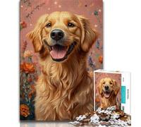Jigsaw Puzzles for Adults 1000 Pieces Golden Retriever Oil Painting 1000 Piece Puzzle,Vibrant And Unique Design Relaxing & Challenging Puzzle Experience 26x38cm