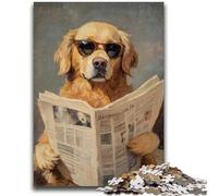 Jigsaw Puzzles for Adults 1000 Pieces Golden Retriever Reading Newspaper Adult Puzzles,Challenging Game Gifts for Is Ideal As A Gift for The Whole Family (26x38cm)