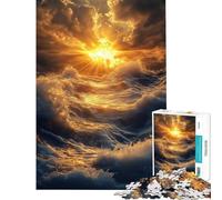 Jigsaw Puzzles for Adults 1000 Pieces Golden Sunset Over Ocean Waves Help The Brain Exercise Tough Challenge Educational Game for Age 14+ Game (50x75cm)