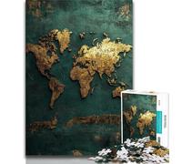 Jigsaw Puzzles for Adults 1000 Pieces Golden World Map Puzzles for Adults,Stress Reliever Staycation Kill Time Enhance Love between Couples (size 75x50cm)