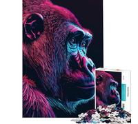 Jigsaw Puzzles for Adults 1000 Pieces Gorilla Neon Animal Puzzle for Adults Family Games Presents for Women Challenging To Complete (Size 50x75cm)