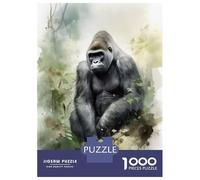 Jigsaw Puzzles for Adults 1000 Pieces Gorilla Watercolor Painting Jigsaw Puzzle Relaxing Games Precision Cutting Unique Birthday And Xmas Gifts 38x26cm/1000pcs