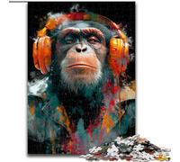 Jigsaw Puzzles for Adults 1000 Pieces Gorilla with Headphones Toys Educational Games Stress Relieving Artists Collection, Fine Art (size 50x75cm)