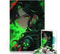 Jigsaw Puzzles for Adults 1000 Pieces Green-Eyed Anime Girl Präzisionsschnitt mit passendem Poster und Quizblatt38x26cm