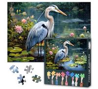 Jigsaw Puzzles for Adults 1000 Pieces Grey Heron in Nature Prey Hunting Scene Wildlife Bird Watching Challenging Puzzle Art for Home Decor and Relaxation 27.5x19.7 Inch