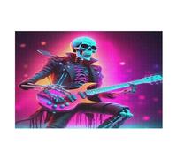 Jigsaw Puzzles for Adults 1000 Pieces Guitar Skeleton Man Wooden Puzzle Relaxing Game Brain Teasers （75×50cm）