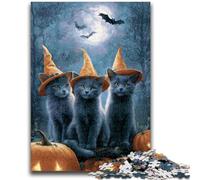 Jigsaw Puzzles for Adults 1000 Pieces Halloween Animals 1000 Pieces for Adults,Quiz Game for Is Ideal As A Gift for The Whole Family (38x26cm)