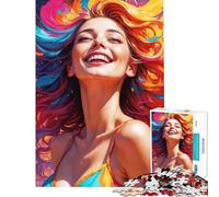 Jigsaw Puzzles for Adults 1000 Pieces Happiness And Vibrant Joy Fun Games Addictive Toys to Cultivate Patience Great Gifts for Games Pattern Assembly (size 50x75cm)