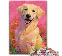 Jigsaw Puzzles for Adults 1000 Pieces Happy Golden Retriever 1000 Pieces for Adults,Quiz Game for Is Ideal As A Gift for The Whole Family (38x26cm)