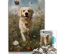 Jigsaw Puzzles for Adults 1000 Pieces Happy Golden Retriever,Educational Games Home Decoration Is Ideal As A Gift for The Whole Family (38x26cm)