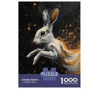 Jigsaw Puzzles for Adults 1000 Pieces Hare in Motion with Golden Splashes Jigsaw for Adults Relax Games Hand Speed Race Challenging Game Gifts 52x38cm/1000pcs