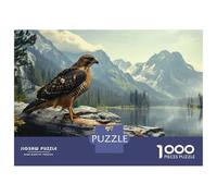 Jigsaw Puzzles for Adults 1000 Pieces Hawk On A Log Mountains Puzzles for Adults Family Games Difficult Hard Challenging To Complete 38x26cm/1000pcs