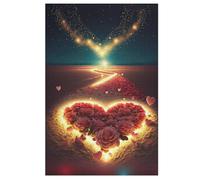 Jigsaw Puzzles for Adults 1000 Pieces Heart on The Beach Wooden Puzzle Relaxing Game Brain Teasers 78×53cm