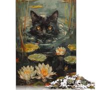 Jigsaw Puzzles for Adults 1000 Pieces Hiding Black Cat Creek Puzzles for Adults Creative Wooden Jigsaw Puzzles Challenging Game 1000pcs (75x50cm)
