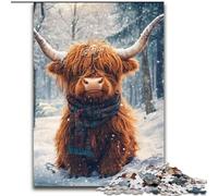 Jigsaw Puzzles for Adults 1000 Pieces Highland Cow Learning Educational Toys Fun at Home Activities, Birthday Present,Travel Gifts 26x38cm