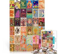 jigsaw puzzles for adults 1000 pieces hippie patchwork art - 副本 Made of wood,for ages 14 and over Beautiful design gameBeautiful design game Unique Birthday size:50x75cm