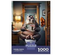 Jigsaw Puzzles for Adults 1000 Pieces Hippo on The Toilet Adult Jigsaw Hands-on Game Pattern Assembly Challenging To Complete 70x50cm/1000pcs