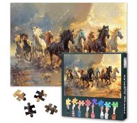 Jigsaw Puzzles for Adults 1000 Pieces - Horses Galloping on River in The Wild, 1000 Piece Puzzle for Adults, 27.5x19.7 in
