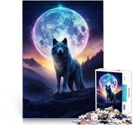 Jigsaw Puzzles for Adults 1000 Pieces Howl At The Moon Intellektuelles Spiel mit passendem Poster und Quizblatt75x50cm