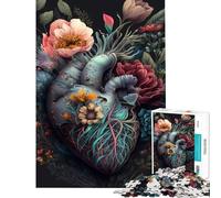 Jigsaw Puzzles for Adults 1000 Pieces Human Heart with Flowers Teenager Puzzles Brain Teaser Game But Fun And Humorous Great Gifts for Gaming (Size 50x75cm)