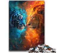 Jigsaw Puzzles for Adults 1000 Pieces Ice And Fire Tiger Teenager Jigsaw,Interesting Stress Reduction Parent-child Interaction (75x50cm)