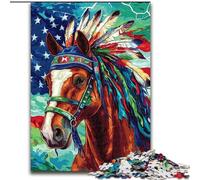 Jigsaw Puzzles for Adults 1000 Pieces Indian Horse, Suitable for Ages 14 And Up Home Educational Games DIY Toys Artwork Gift (Size 26x38cm)