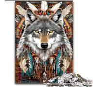 Jigsaw Puzzles for Adults 1000 Pieces Indian Wolf, Family Game Stress Reliever Difficult Challenge A Work of Art for Ages 14+ (Size 50x75cm)