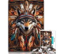 Jigsaw Puzzles for Adults 1000 Pieces Indian Wolf Puzzles for Adults,Stress Reliever Staycation Kill Time Enhance Love between Couples (size 75x50cm)