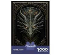 Jigsaw Puzzles for Adults 1000 Pieces Infernal Dragon Head - Gothic Demon Beast Jigsaws for Adults Relax Games Wall Decoration Educational Challenge 38x26cm/1000pcs