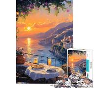 Jigsaw Puzzles for Adults 1000 Pieces Italia Sunset Dinner with A View Fun Activities at Home Improve Memory Practical Game for And from 14 Years And over (38x52cm)