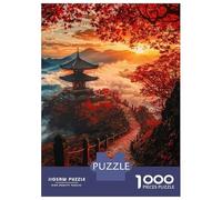 Jigsaw Puzzles for Adults 1000 Pieces Japanese Pagoda Sunset Puzzle for Adults Brain Teaser Game Birthday Present Educational Challenge 70x50cm/1000pcs