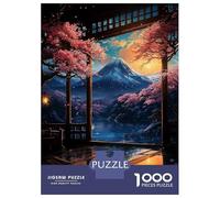 Jigsaw Puzzles for Adults 1000 Pieces Japanese Sakura Sunset Art Puzzles for Adults Relaxing Games Presents for Women Challenging Game Gifts 70x50cm/1000pcs