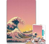 Jigsaw Puzzles for Adults 1000 Pieces Japanese Style Waves,Educational Games Home Decoration Birthday Present,Gifts,Wall Art (38x26cm)