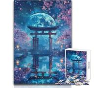 Jigsaw Puzzles for Adults 1000 Pieces Japanese Torii Gate with Moon Analysis And Logic DIY Toys for And 14 Years And over (size 38x52cm)