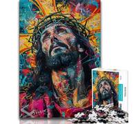 Jigsaw Puzzles for Adults 1000 Pieces Jesus Graffiti,Decompressing Intellectual Educational Toy Birthday Present,Gifts 38x26cm
