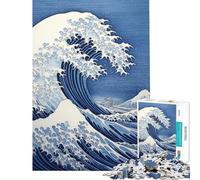 Jigsaw Puzzles for Adults 1000 Pieces Kanagawa Big Wave Japanese Puzzle for Adults Family Games Presents for Women Challenging To Complete (Size 50x75cm)