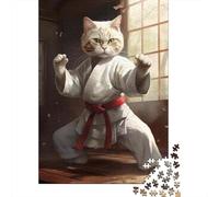 Jigsaw Puzzles for Adults 1000 Pieces Karate Cat Art Print Jigsaw Puzzle Relaxing Games Difficult Hard Challenging To Complete 70x50cm/1000pcs