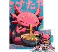 Jigsaw Puzzles for Adults 1000 Pieces Kawaii Axoloti Eating Ramen Jigsaw 1000 Piece Toy Wall Decor Birthday Present Deal As Gifts for The Whole Family (38x26cm)