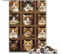 Jigsaw Puzzles for Adults 1000 Pieces Kitten Collage, for Educational Game Challenge Toy Enhance Memory for Age 14 (Size 26x38cm)