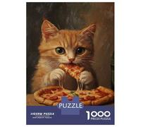Jigsaw Puzzles for Adults 1000 Pieces Kitty's Pizza Feast -3 Adult Jigsaw Hands-on Game Pattern Assembly Challenging To Complete 38x26cm/1000pcs