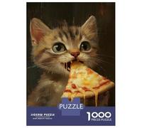 Jigsaw Puzzles for Adults 1000 Pieces Kitty's Pizza Feast Adult Jigsaw Hands-on Game Pattern Assembly Challenging To Complete 52x38cm/1000pcs