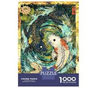 Jigsaw Puzzles for Adults 1000 Pieces Koi Fish Yin Yang Harmony Art Puzzle for Adults Brain Teaser Game Birthday Present Educational Challenge 38x26cm/1000pcs