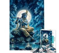 Jigsaw Puzzles for Adults 1000 Pieces Krishna Playing Flute Adult Puzzles Relax Games Difficult Hard Gifts for Friends And Family (Size 38x26cm)