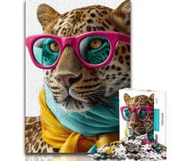 Jigsaw Puzzles for Adults 1000 Pieces Leopard Wearing A Scarf 1000 Piece Jigsaw,Fun Activity for Home, Rainy Days Toys, Birthday Gifts (size 38x26cm)