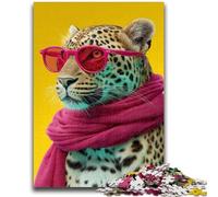 Jigsaw Puzzles for Adults 1000 Pieces Leopard Wearing A Scarf Brain Intelligence Challenge Addictive Toys Birthday Present, Gifts, Wall Art 26x38cm