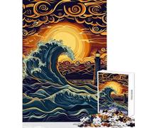 Jigsaw Puzzles for Adults 1000 Pieces Light House Ocean Waves Impossible Game Difficult Challenge Educational Toy Improving Love between Couples (26X38cm)